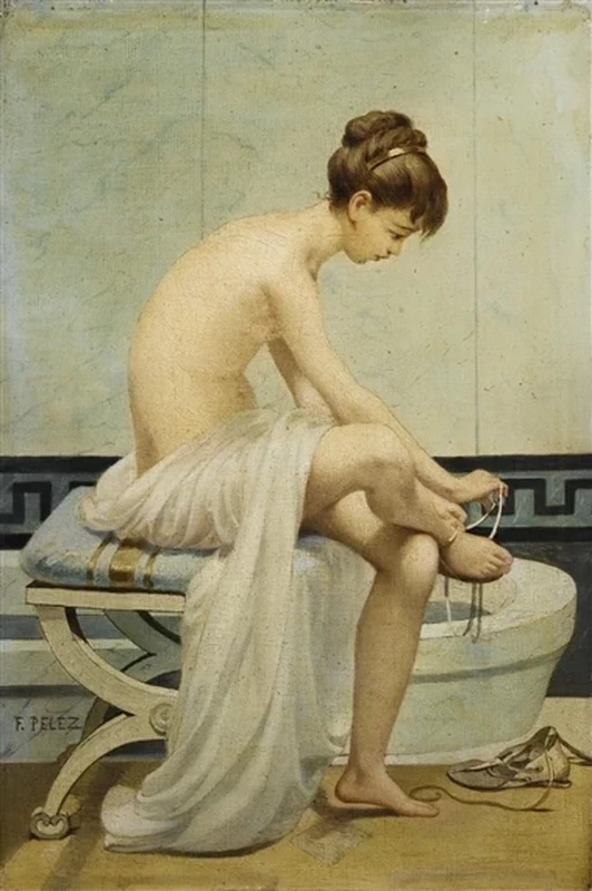 Giovane romana prima del bagno